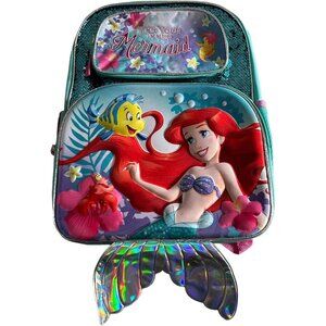 🆕 Disney The Little Mermaid Green Kids 16 inch School Backpack